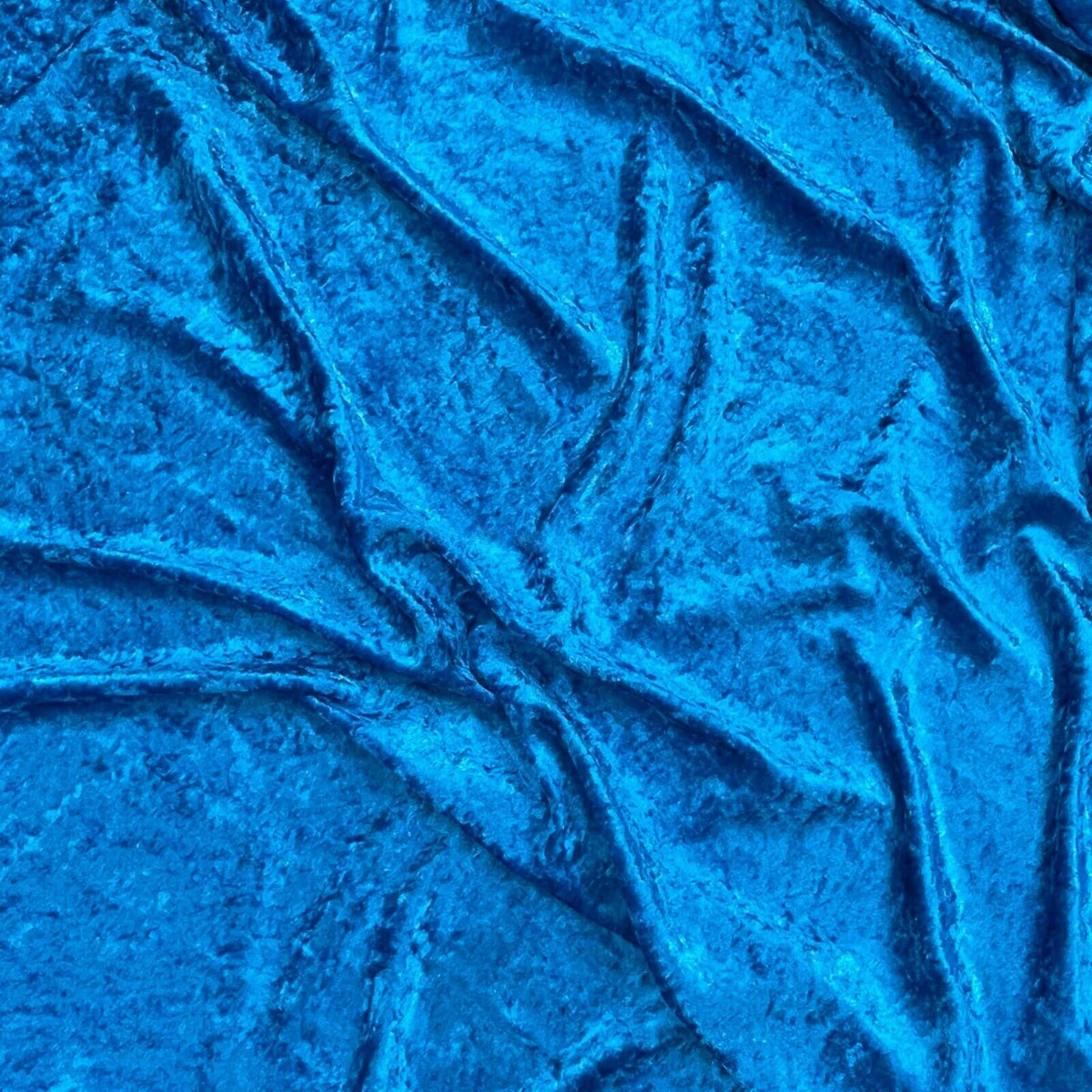Deep Turquoise Blue Crushed Velvet Velour Fabric Wedding Steampunk Dress Costume - Bull Ring Fabrics