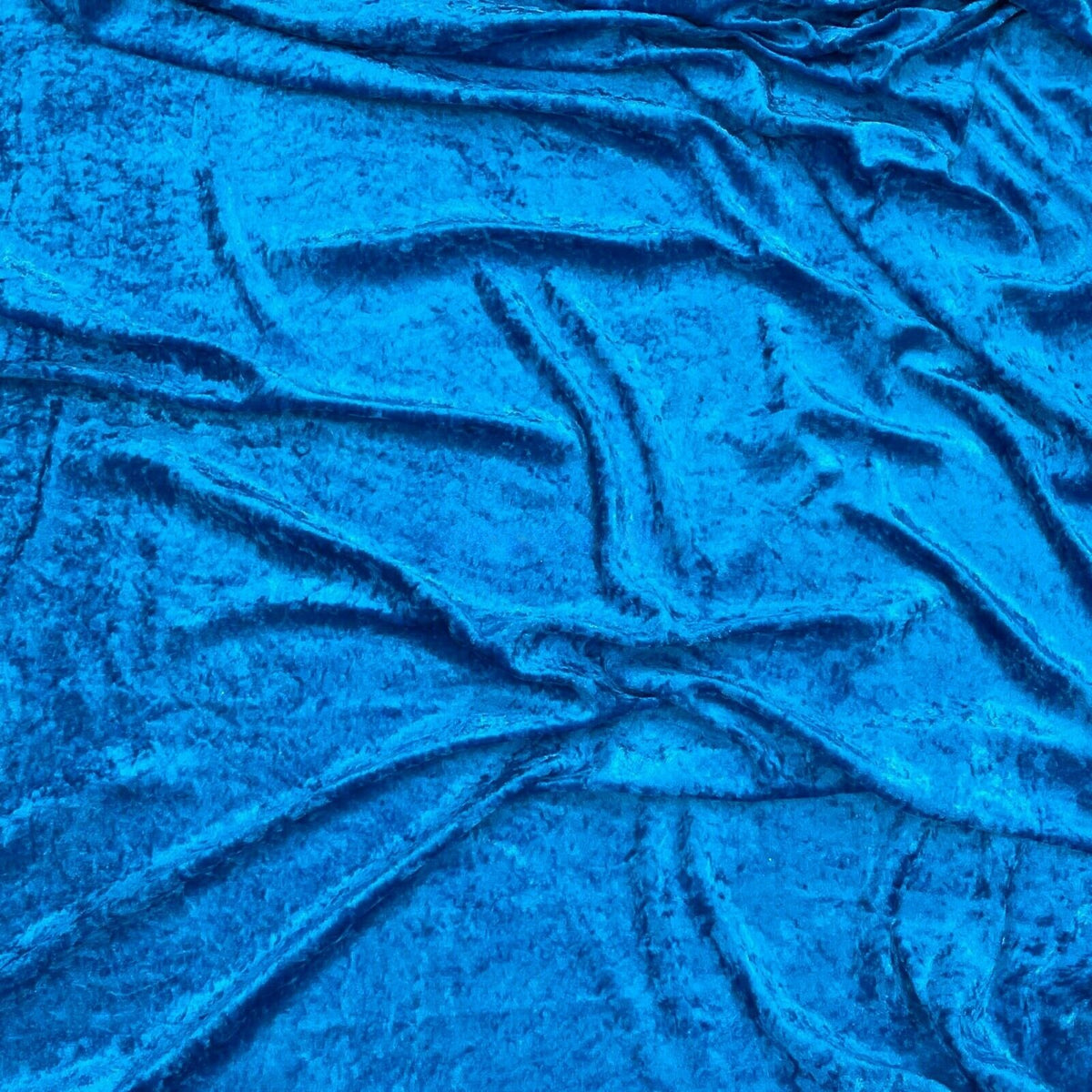 Deep Turquoise Blue Crushed Velvet Velour Fabric Wedding Steampunk Dress Costume - Bull Ring Fabrics