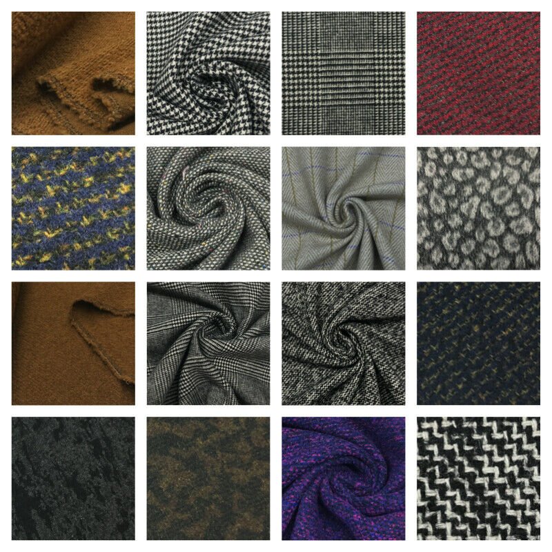 Designer Tweed Wool Mix Melton Fabric Coats Jacket Wool Blend Tartan Herringbone - Bull Ring Fabrics