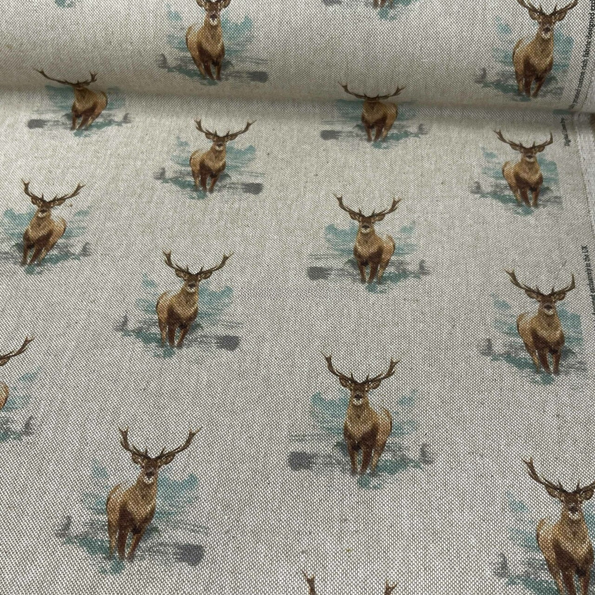 Digital Cotton Animal Linen Fabric, Stags - Bull Ring Fabrics