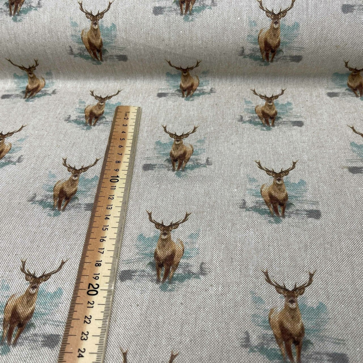 Digital Cotton Animal Linen Fabric, Stags - Bull Ring Fabrics