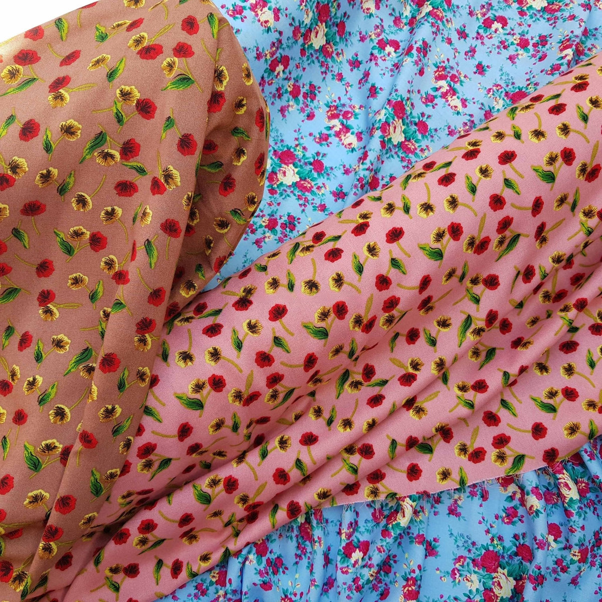 D'Lush Poppy Viscose Summer Dress Fabric 60", Brown - Bull Ring Fabrics