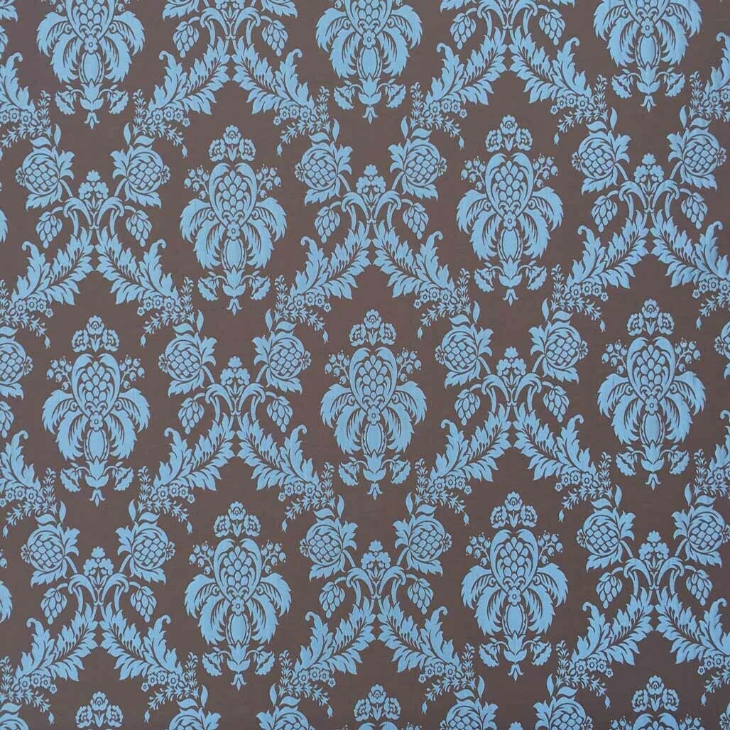 Duck Egg Damask Curtain Brocade Fabric 140cm, Brown - Bull Ring Fabrics