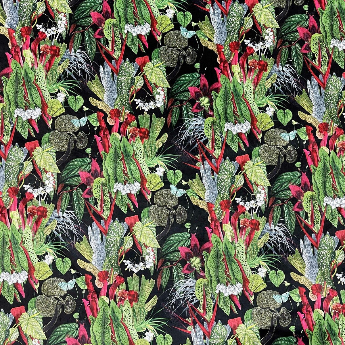 Exotic Digital Print Plush Velvet Curtain Fabric, Black - Bull Ring Fabrics