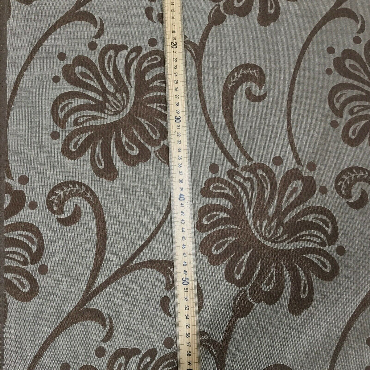 Floral Flowers Curtain Brocade Fabric 140cm, Brown - Bull Ring Fabrics
