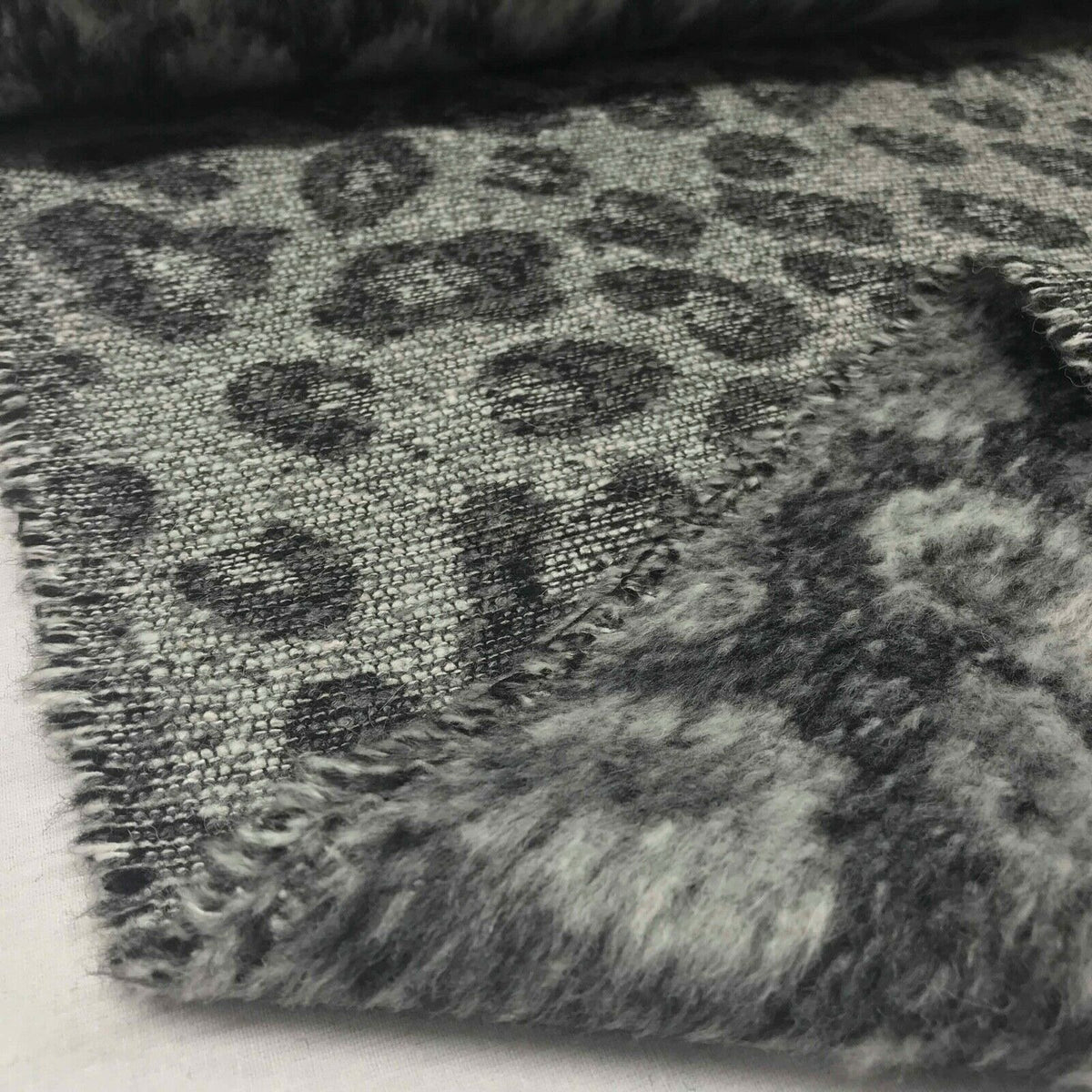 Furry Wool Blend Warm Fabrics Animal Melton Fabric Sew Coat Jacket LEOPARD SPOTS - Bull Ring Fabrics