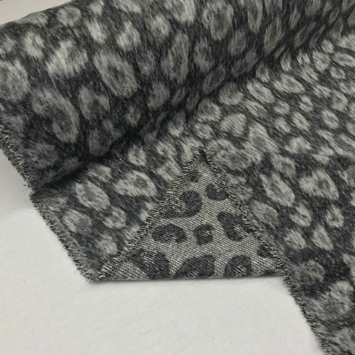 Furry Wool Blend Warm Fabrics Animal Melton Fabric Sew Coat Jacket LEOPARD SPOTS - Bull Ring Fabrics