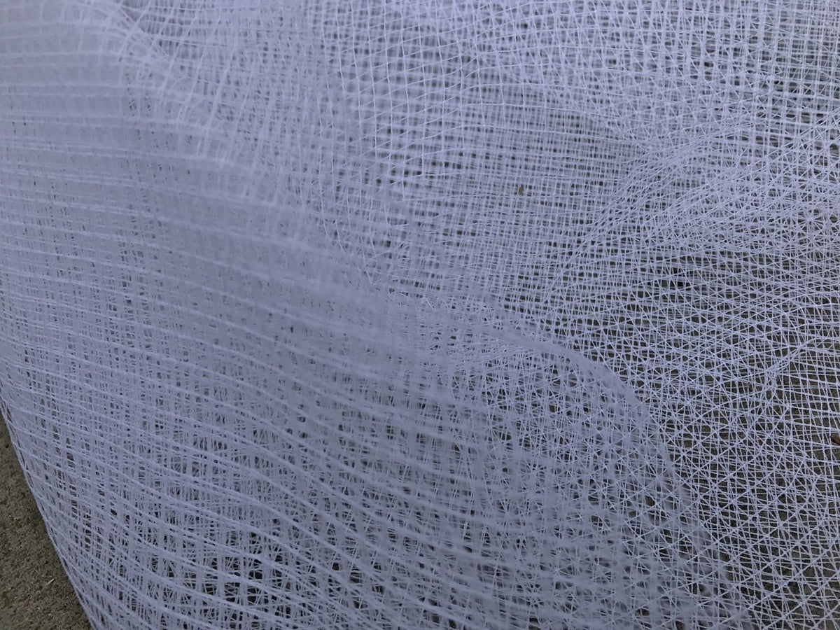 Large Hole Bird Cage Fascinator Stiff Net Fabric, White - Bull Ring Fabrics