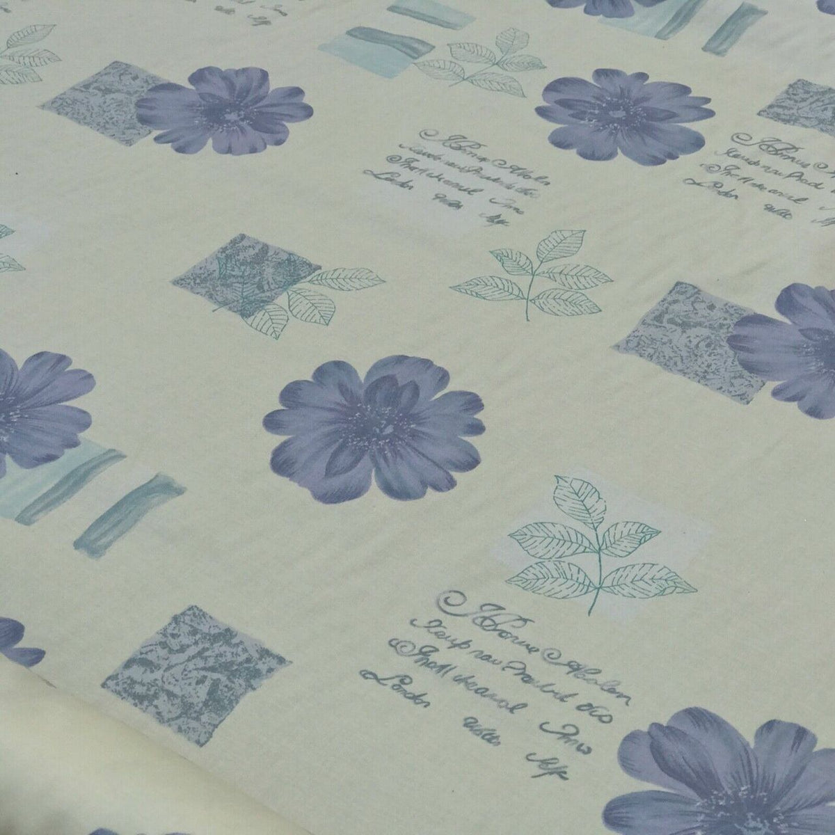 Lilac Floral Flowers Vintage Cotton Curtain Fabric 140cm, Cream - Bull Ring Fabrics