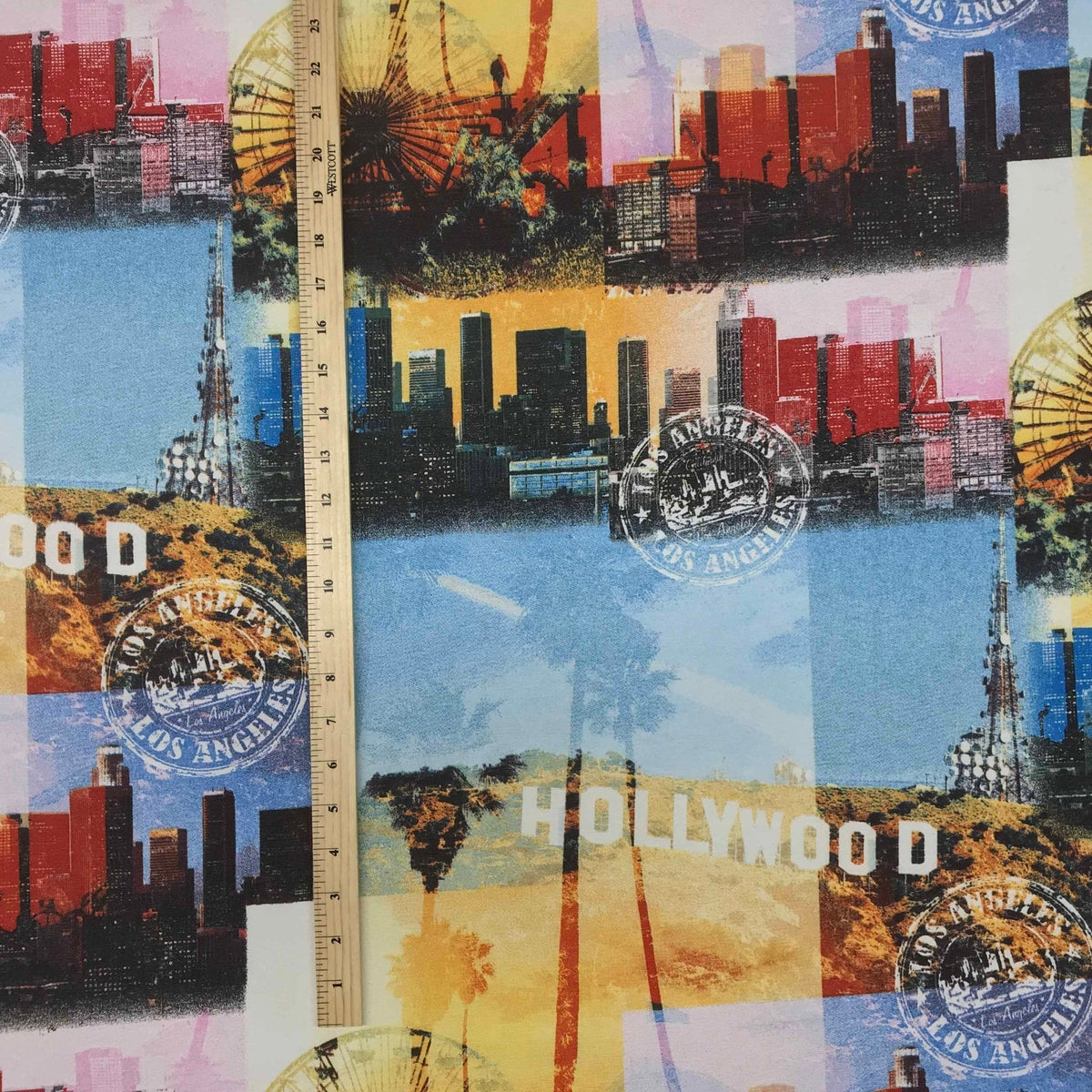 Los Angeles Hollywood Print Cotton Fabric - Bull Ring Fabrics