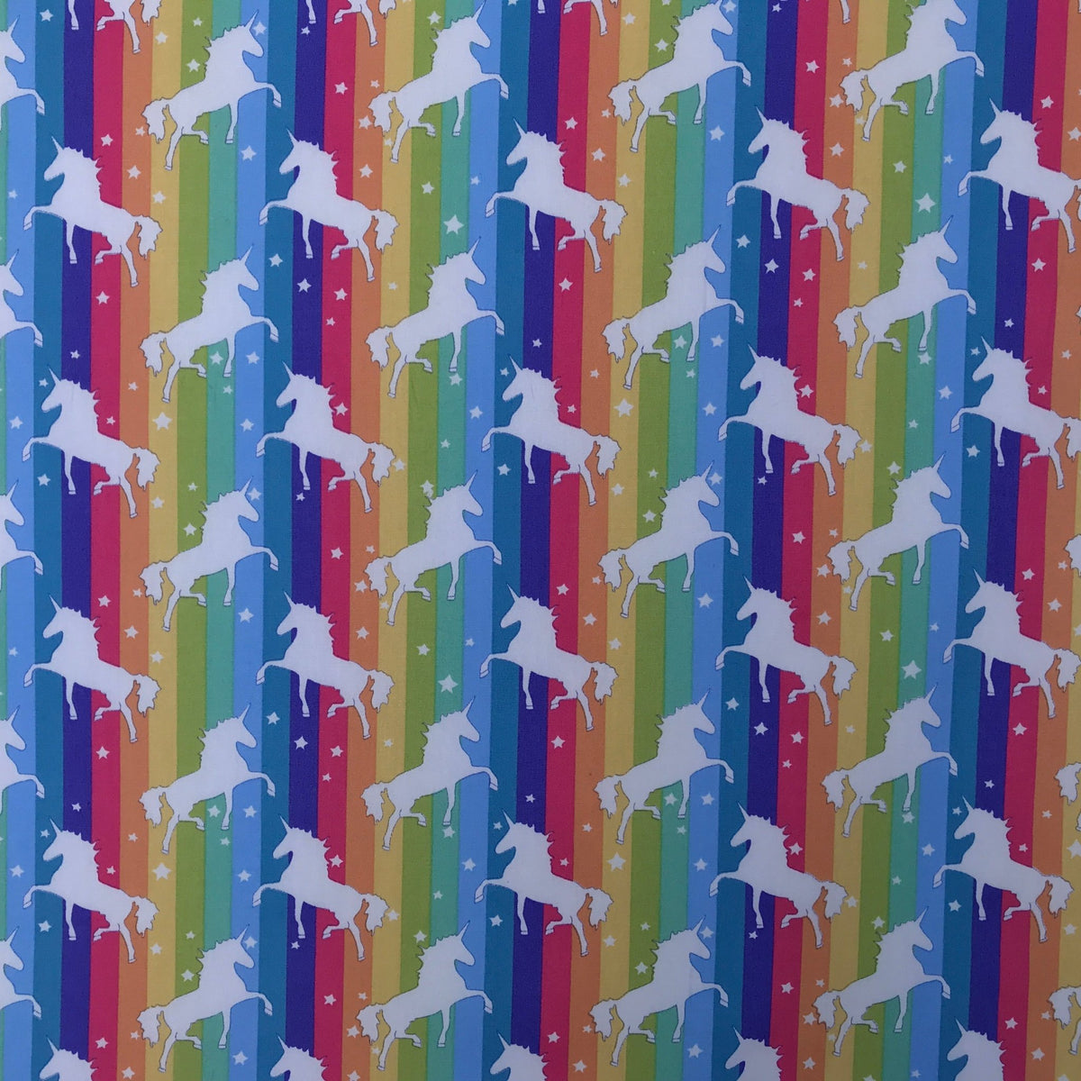 Rainbow Flag Unicorn Rose & Hubble Cotton Poplin Fabric - Bull Ring Fabrics