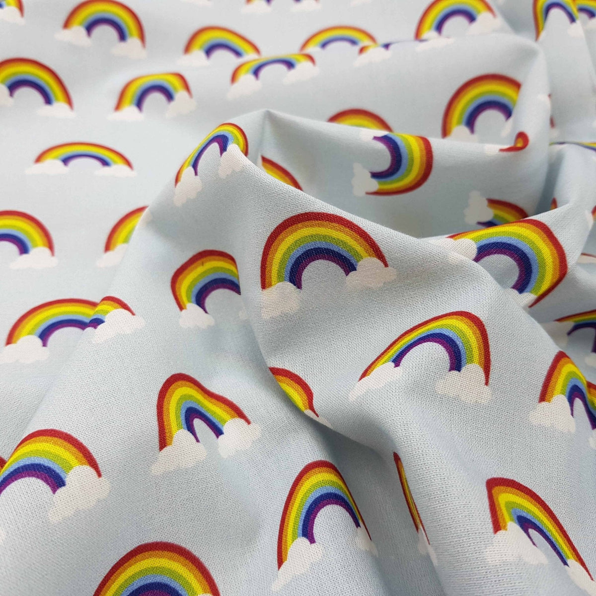 Rainbow In Clouds Cotton Craft Fabric, Sky - Bull Ring Fabrics