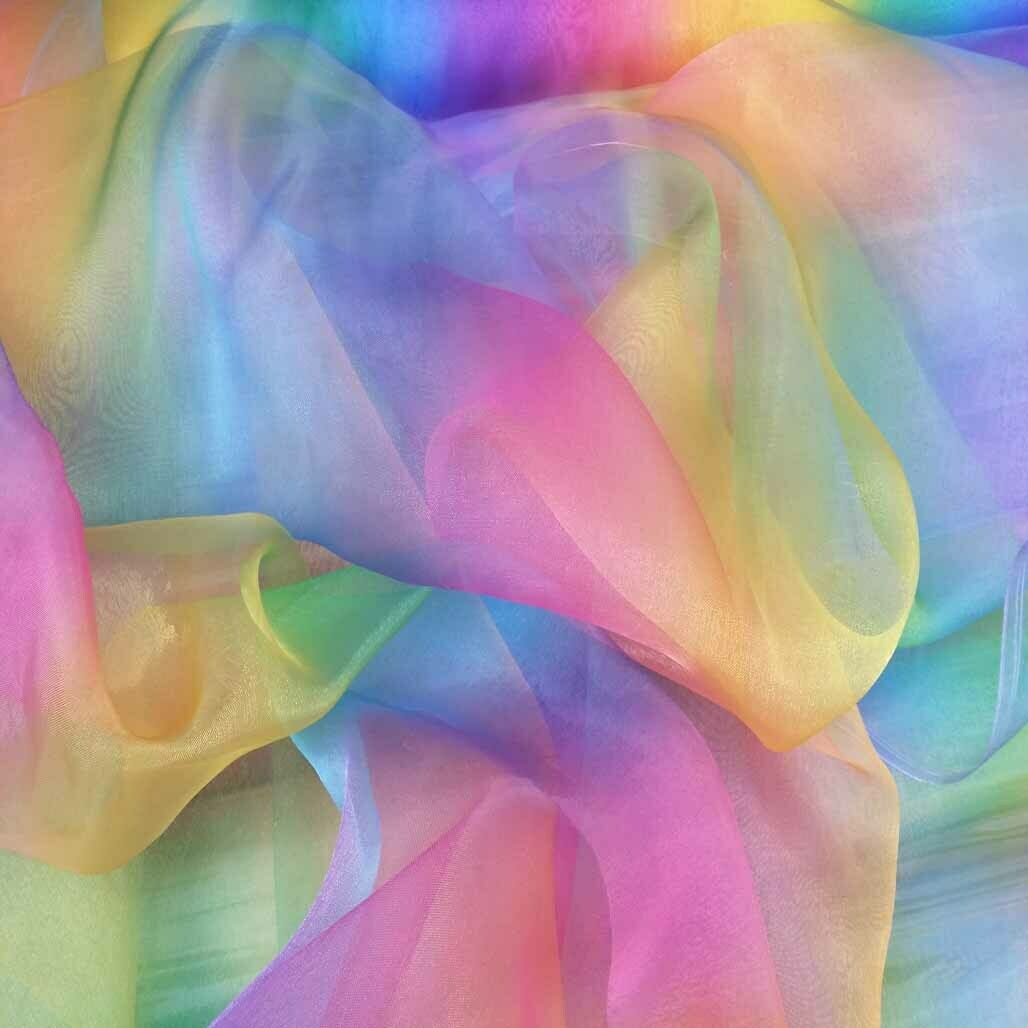 Rainbow Organza Voile Fabric - Bull Ring Fabrics