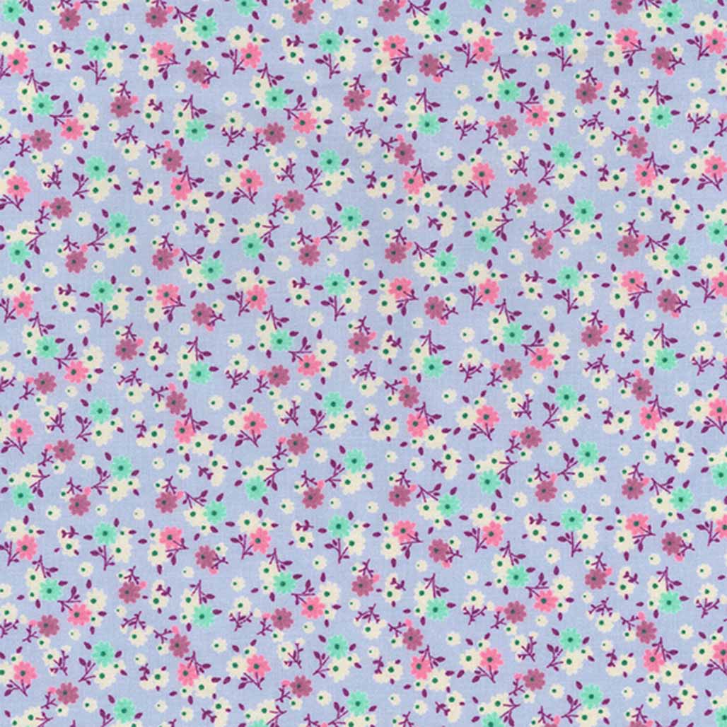 Small Sumer Floral Flowers Rose & Hubble Cotton Poplin Dress Fabric - Bull Ring Fabrics