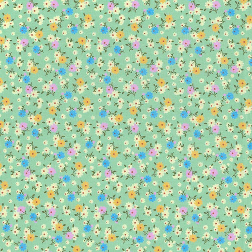 Small Sumer Floral Flowers Rose & Hubble Cotton Poplin Dress Fabric - Bull Ring Fabrics