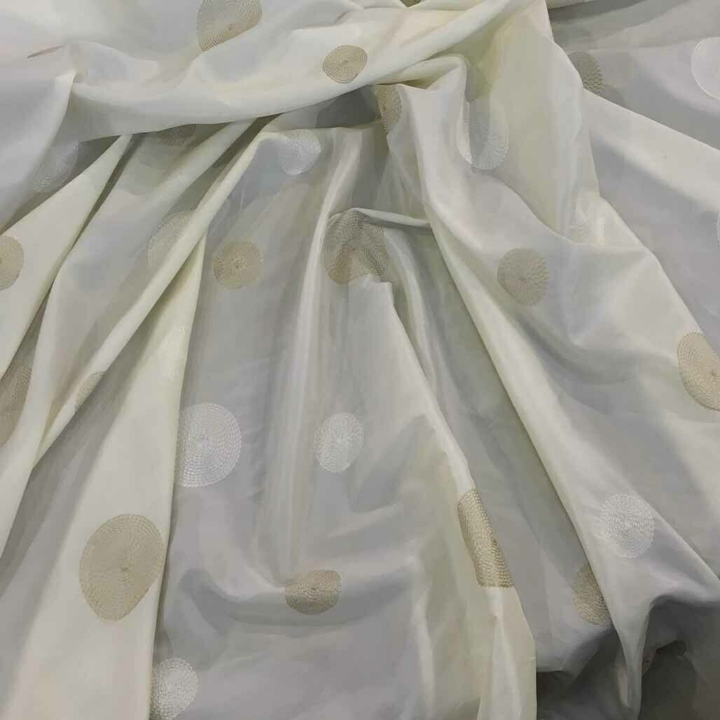 Spotted Taffeta Fabric Embroidered Circles Dress Craft Curtain 60" - Bull Ring Fabrics