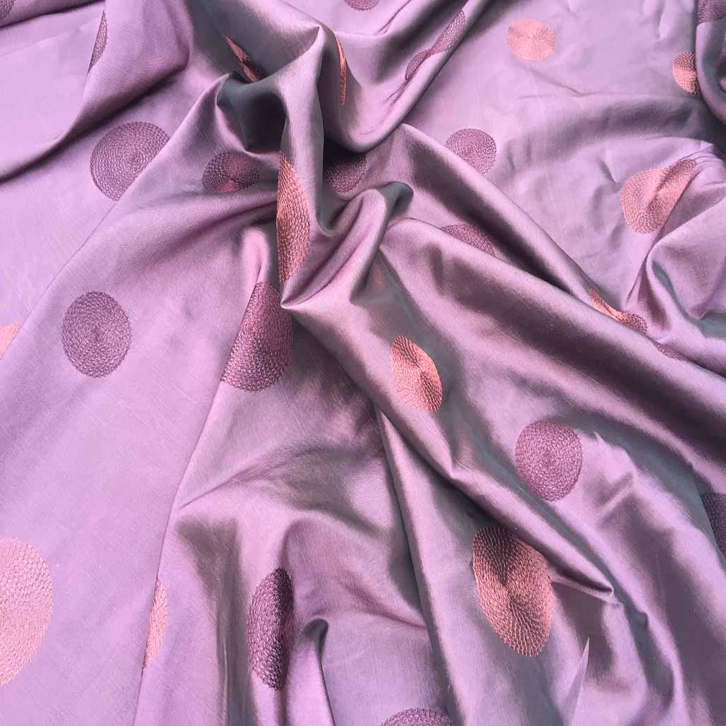 Spotted Taffeta Fabric Embroidered Circles Dress Craft Curtain 60" - Bull Ring Fabrics