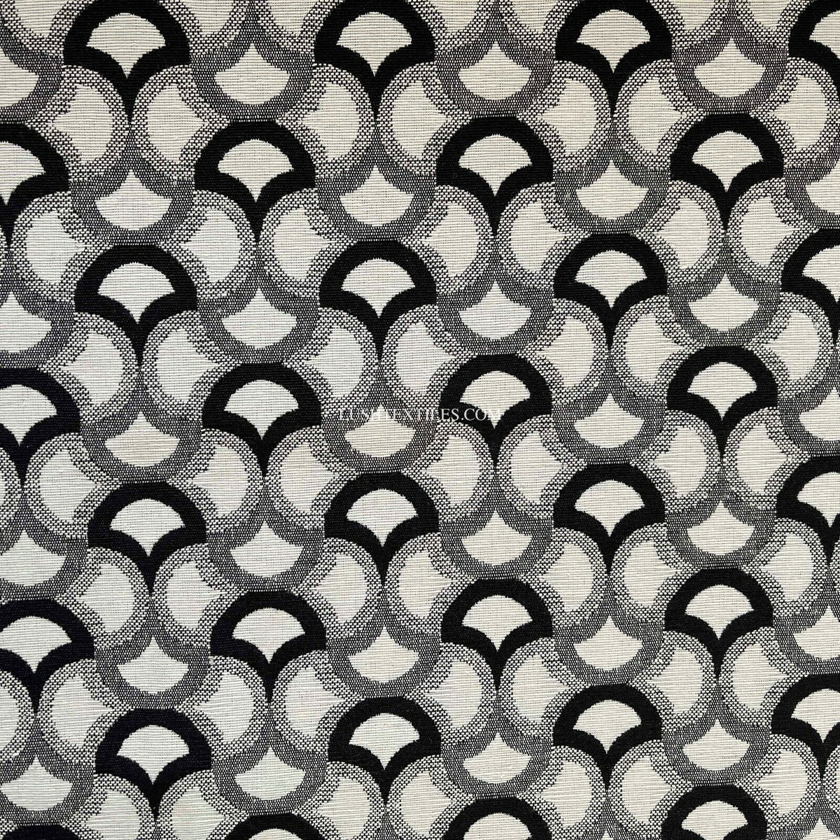 Tapestry Upholstery Fabric Curtain Cushion Blinds 140cm, Black/White - Bull Ring Fabrics