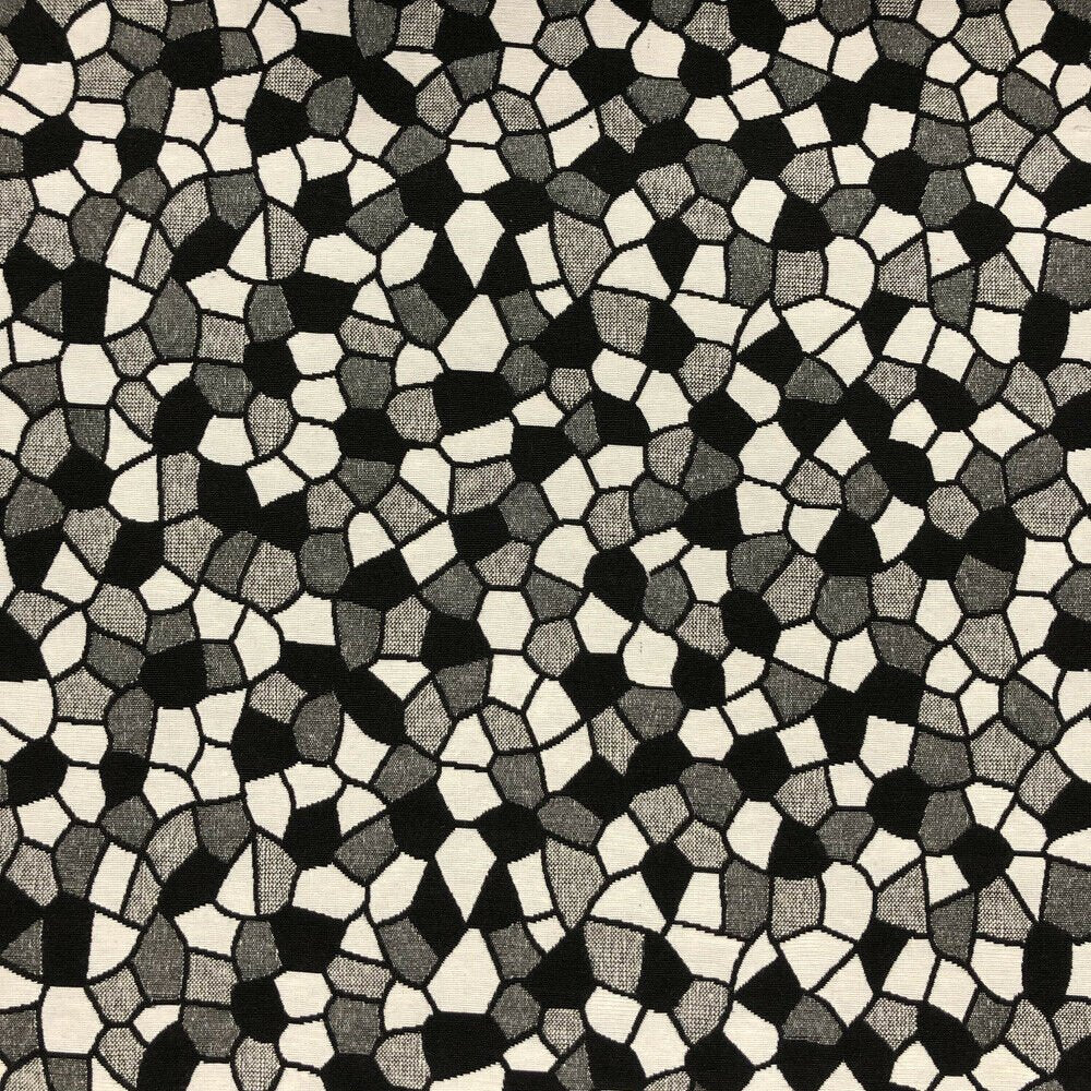Tapestry Upholstery Fabric Curtain Cushion Blinds 140cm, Black/White - Bull Ring Fabrics