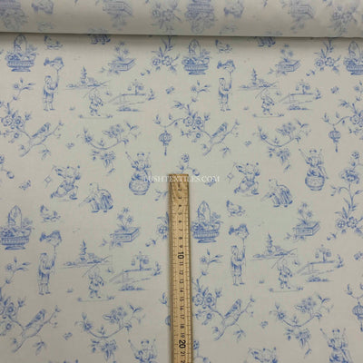 Toile De Jouy Vintage Cotton Fabric, Duck Egg - Bull Ring Fabrics