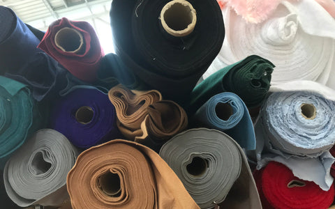 Rolls of coloured craft felt fabric at Bullring Fabrics, Birmingham