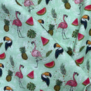 Tropical Birds Pecans 100% Cotton Craft Fabric 54", Green