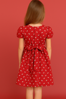 Metallic Silver Tiny Bows Polycotton Fabric 112cm, Red