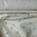 Green Small Floral Daisy Cotton Linen Fabric 54"