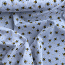 Small Bees Polycotton Print Fabric 45" Wide, White