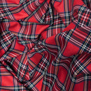 Red Royal Stewart Tartan Check Polyviscose Fabric 150cm