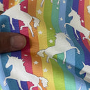 27m Roll Unicorn Rainbow Flag Striped 100% Cotton Poplin Fabric Rose & Hubble 45", Bright