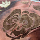 Brown Velvet Flock Taffeta Fabric Gold Floral Roses Dress Material 150cm
