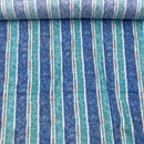 10 Metres 100% Cotton Sheeting Fabric Blue/Aqua Stripe Craft Curtain 60" - Bull Ring Fabrics