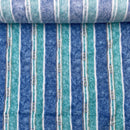 10 Metres 100% Cotton Sheeting Fabric Blue/Aqua Stripe Craft Curtain 60" - Bull Ring Fabrics