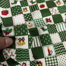 100% Cotton Christmas Patchwork Squares Fabric 45" Wide, Green - Bull Ring Fabrics