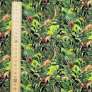 100% Cotton Craft Dinosaur Jungle Fabric – Green Prehistoric Dino Print Dressmaking & Quilting Material - Bull Ring Fabrics