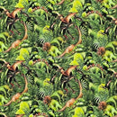 100% Cotton Craft Dinosaur Jungle Fabric – Green Prehistoric Dino Print Dressmaking & Quilting Material - Bull Ring Fabrics