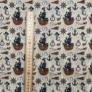 100% Cotton Craft Pirate Adventure Fabric – Pirate Ship, Skeleton & Nautical Print Dressmaking Material - Bull Ring Fabrics