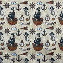 100% Cotton Craft Pirate Adventure Fabric – Pirate Ship, Skeleton & Nautical Print Dressmaking Material - Bull Ring Fabrics