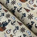 100% Cotton Craft Pirate Adventure Fabric – Pirate Ship, Skeleton & Nautical Print Dressmaking Material - Bull Ring Fabrics