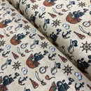 100% Cotton Craft Pirate Adventure Fabric – Pirate Ship, Skeleton & Nautical Print Dressmaking Material - Bull Ring Fabrics