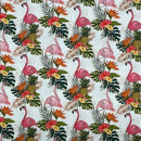 100% Cotton Craft Tropical Flamingo Fabric 54" – Pink Flamingos, Pineapples & Exotic Floral Print - Bull Ring Fabrics