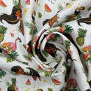 100% Cotton Craft Tropical Island Girl Fabric – Hawaiian Hula, Flamingo & Pineapple Print - Bull Ring Fabrics
