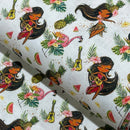 100% Cotton Craft Tropical Island Girl Fabric – Hawaiian Hula, Flamingo & Pineapple Print - Bull Ring Fabrics