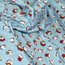 100% Cotton Craft Xmas Poplin Christmas Santa & Rudolf Snowflakes Fabric 60", Blue - Bull Ring Fabrics