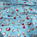 100% Cotton Craft Xmas Poplin Christmas Santa & Rudolf Snowflakes Fabric 60", Blue - Bull Ring Fabrics