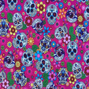 100% Cotton Poplin Fabric Rose & Hubble Sugar Skulls Day Of The Dead Material 45" - Bull Ring Fabrics