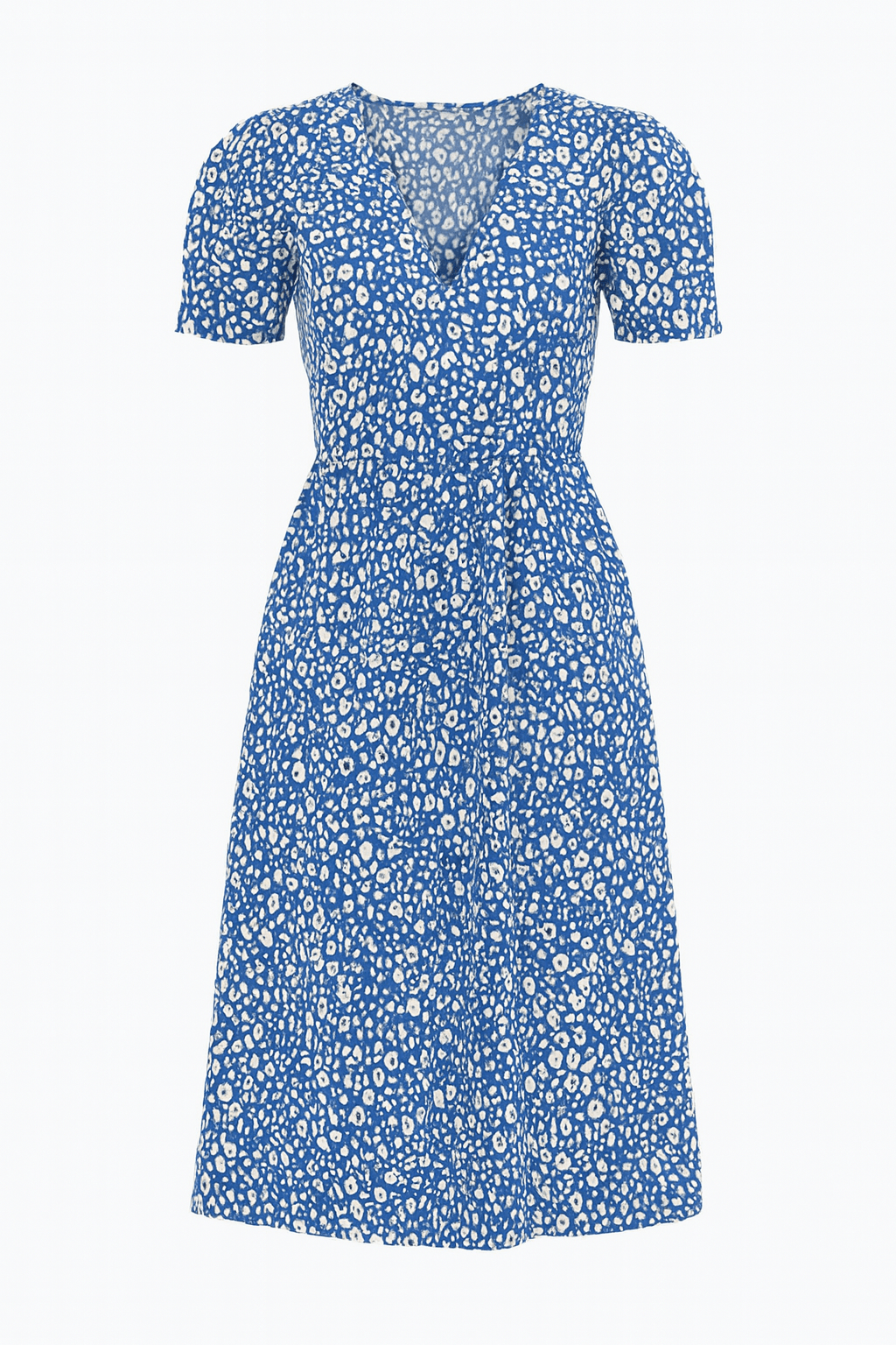 100% Viscose Abstract Summer Dress Fabric, Denim Blue - Bull Ring Fabrics