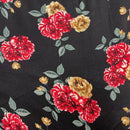 100% Viscose Floral Roses Summer Dress Fabric 60", Black - Bull Ring Fabrics