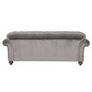 Bordeaux Button Back Grey Velvet 2 Seater Sofa